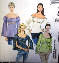 4146 OFF SHLDR OR NOT RENN/PEASANT EMPIRE TOPS,SLVS PATTERN 4-22